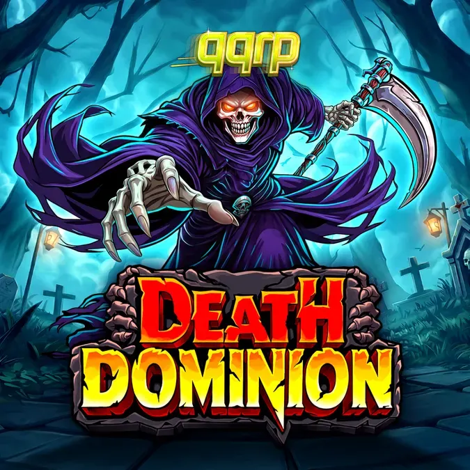 Tampilan visual slot Death Dominion dengan tema gotik dan simbol misterius.